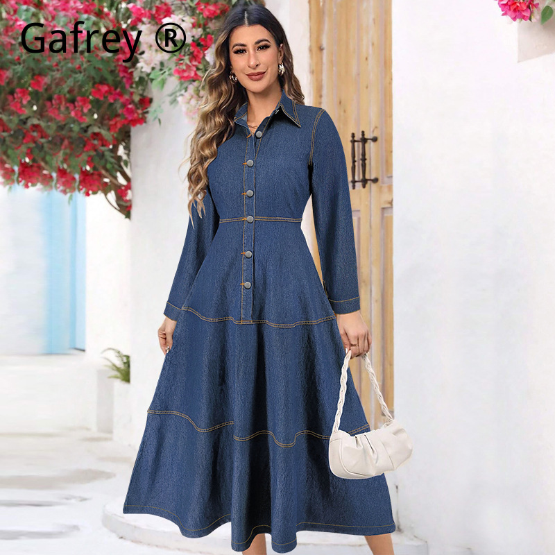 Women Fashion Jeans - Nouvelle Robe Chemise en Jean Tendance
