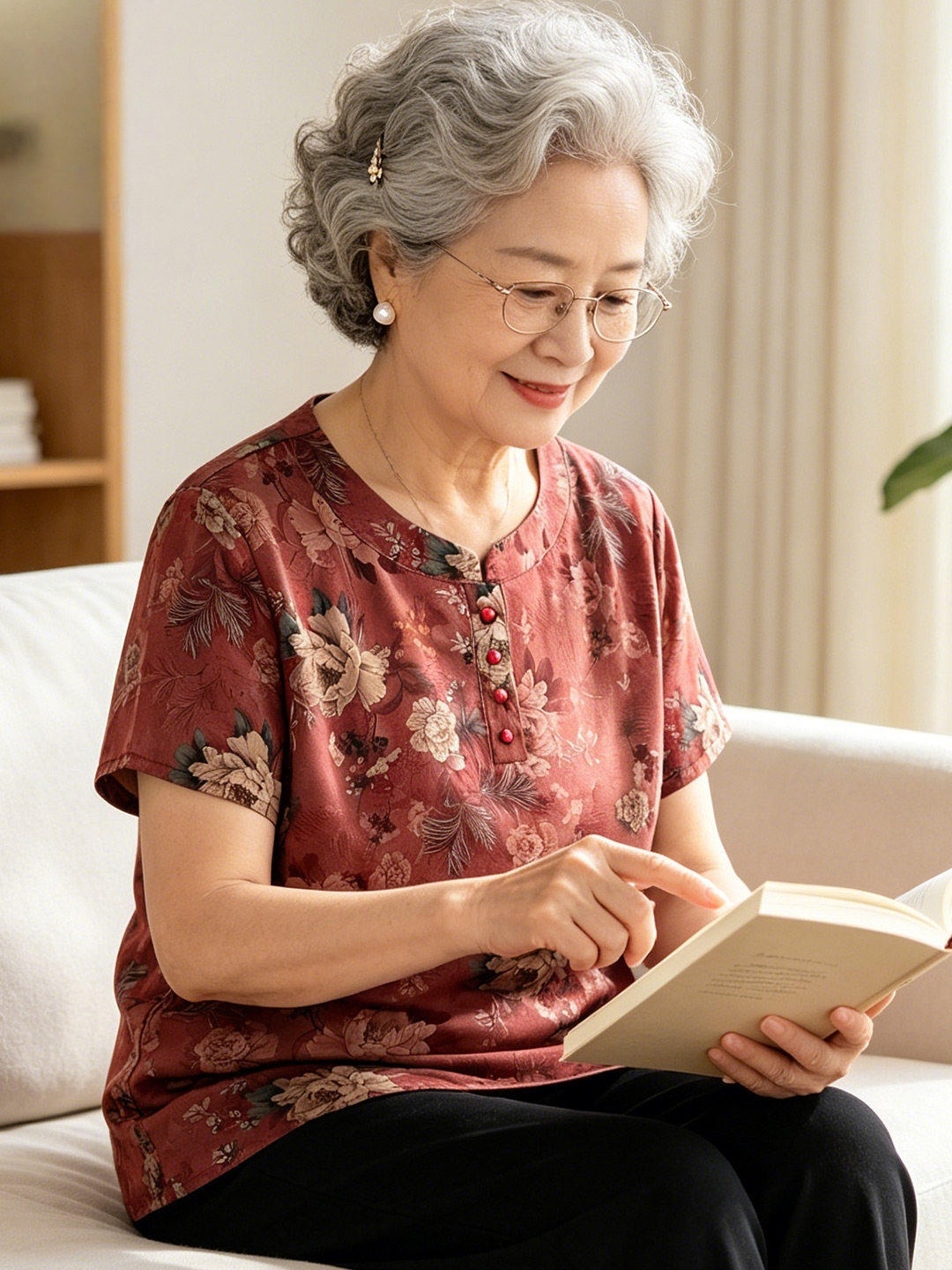 Women Fashion Over 60 - T-shirt d'été à col rond et