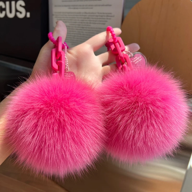 Women'S Real Y2K Fashion - Porte-clés pompon boule de fourrure de