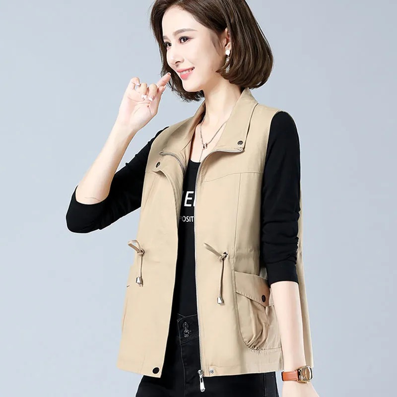 Women'S Fashion Utility Vest - Gilet léger pour femme à col