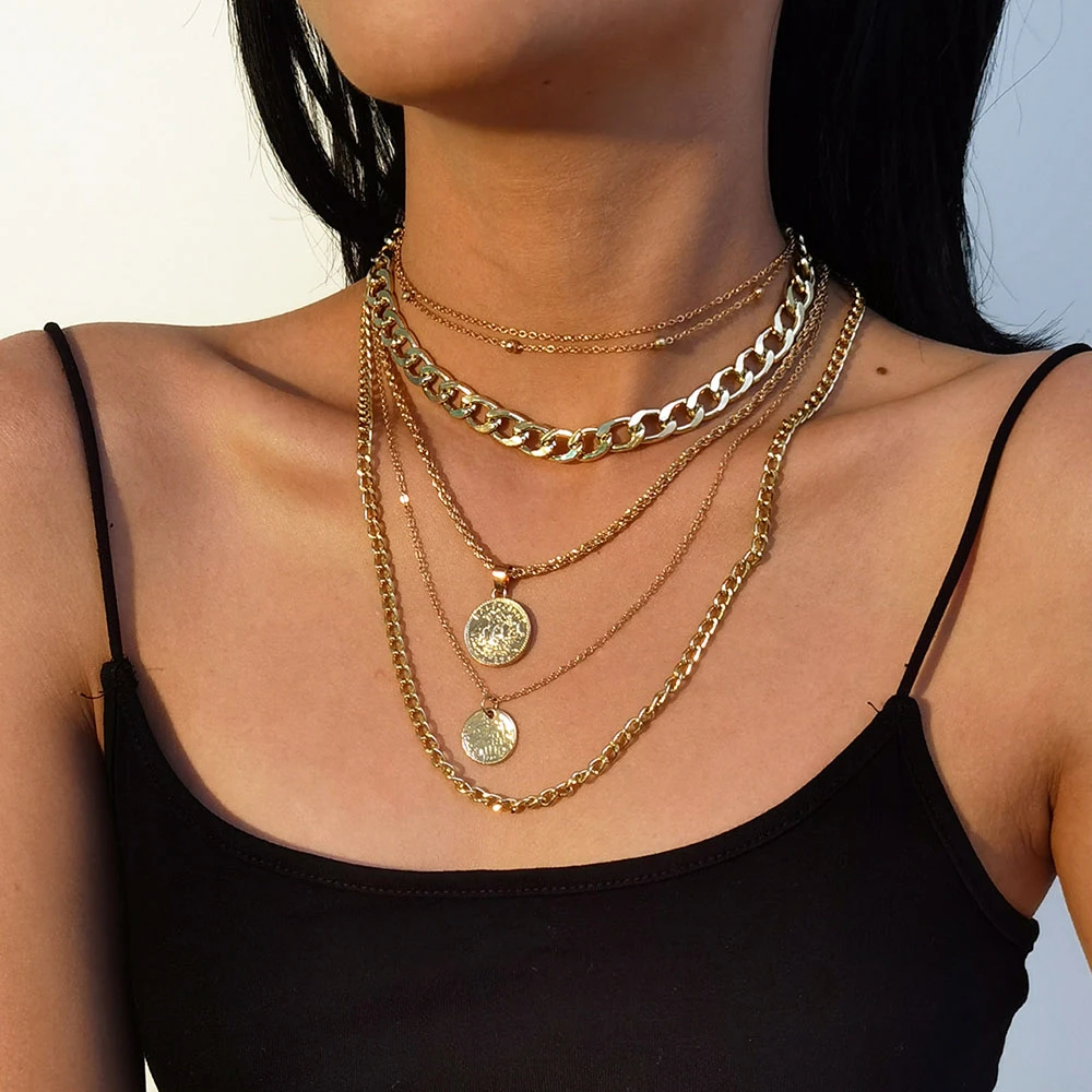 Women'S Fashion Show 2022 - JOGold-Plate Punk Optics Collier pour Femme,