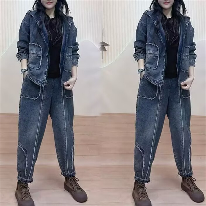 Women'S Fashion Denim Jacket - Veste à Capuche en Denim pour