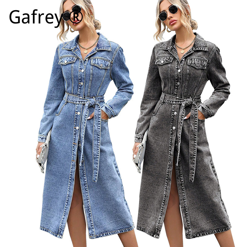 Women Fashion Jeans - Robe en jean à manches longues