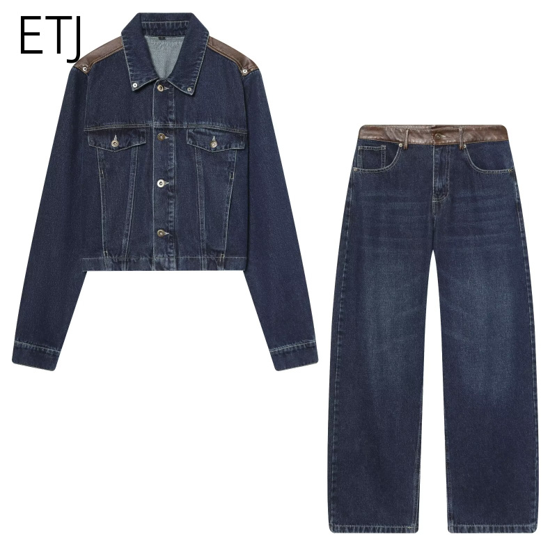Women'S Fashion Denim Jacket - Ensemble veste en jean et pantalon
