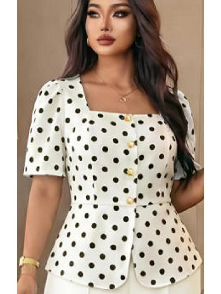 Xl Women'S Fashion - Chemise à manches courtes à pois,