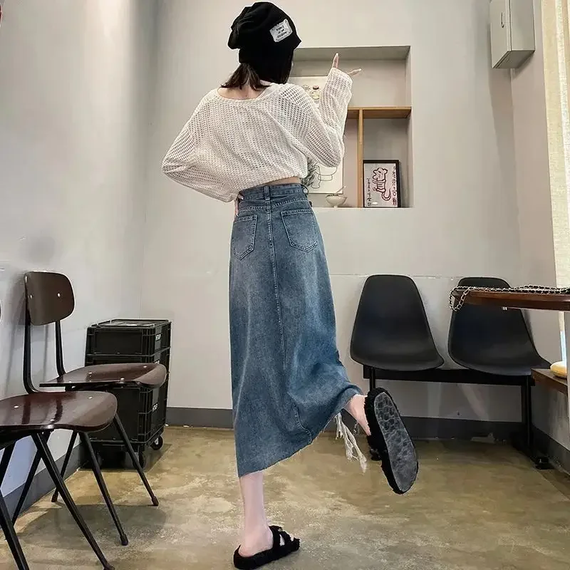 Women Fashion Jeans - Jupe en jean femme taille haute