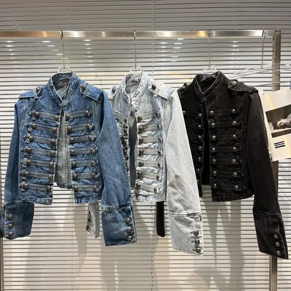 Women'S Fashion Denim Jacket - Veste en jean délavée pour femme,