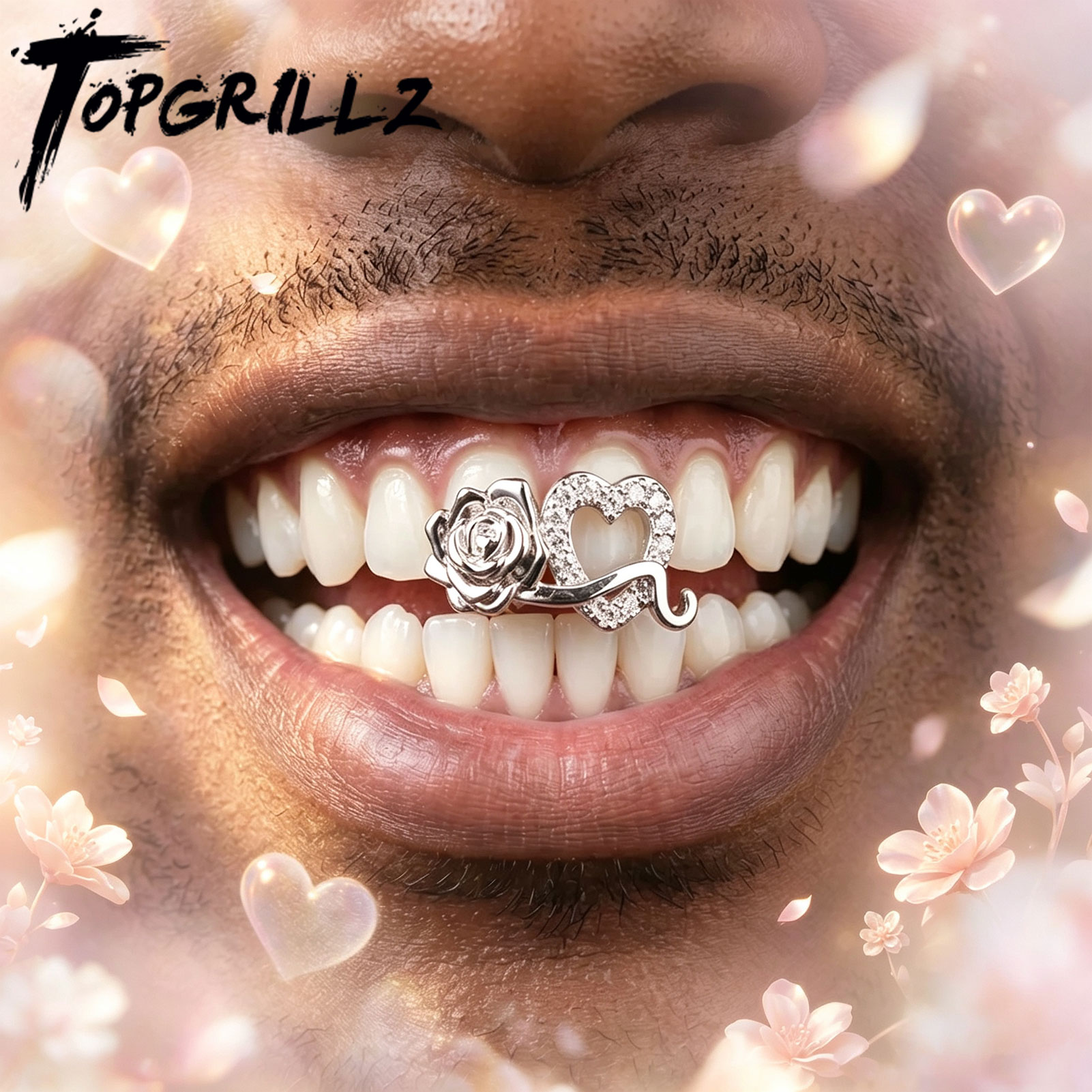 Women'S Fashion Visor - TOPGRILLZ Grillz dentaire romantique en zircon,