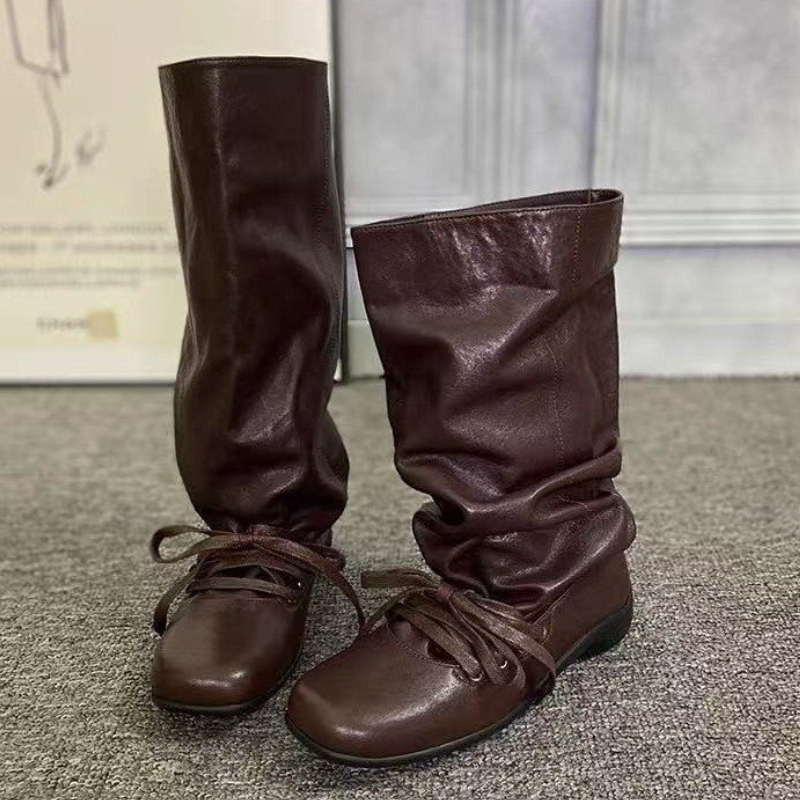 Women Fashion Trend 2025 - Chaussures plates femmes bottes hautes concepteur