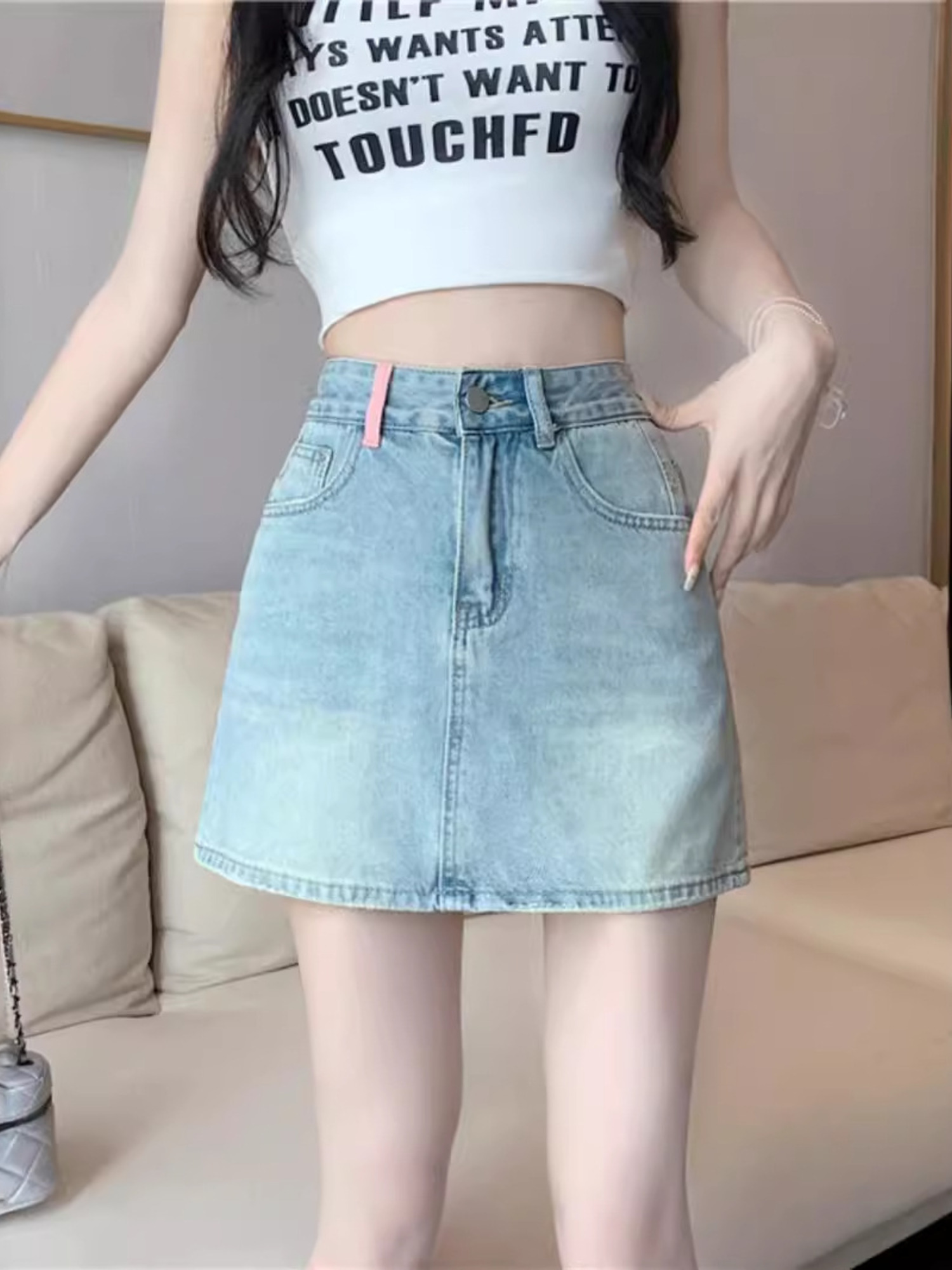 Jupe-short en jean délavé vint - Denim Shorts Women avis et prix