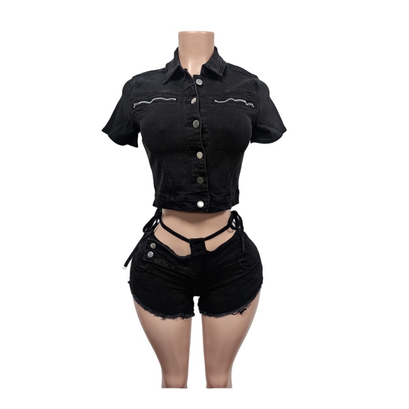 Ensemble 2 Pièces Sexy en Jean - Women'S Fashion Denim Jacket avis et prix