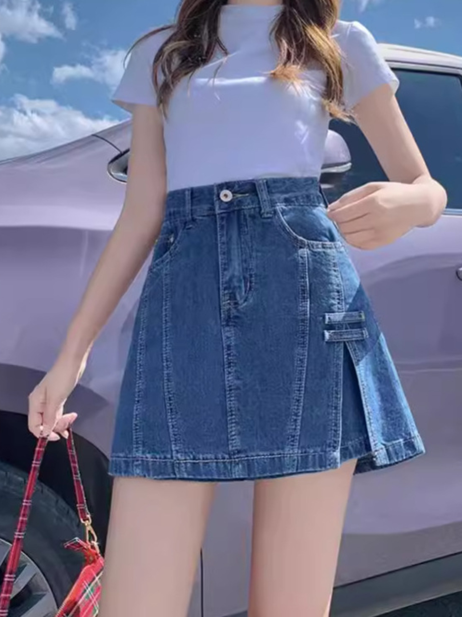 Jupe-short en jean délavé vint - Denim Shorts Women avis et prix