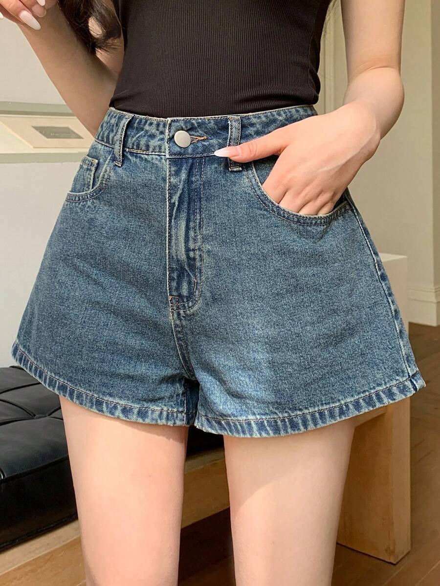 Shorts en jean taille haute po - Denim Shorts Women avis et prix