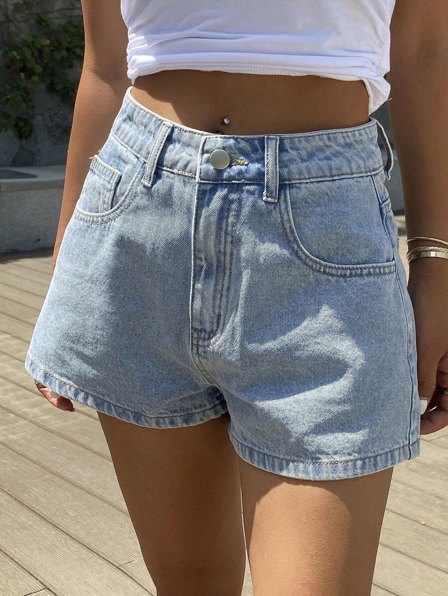 Shorts en jean taille haute po - Denim Shorts Women avis et prix