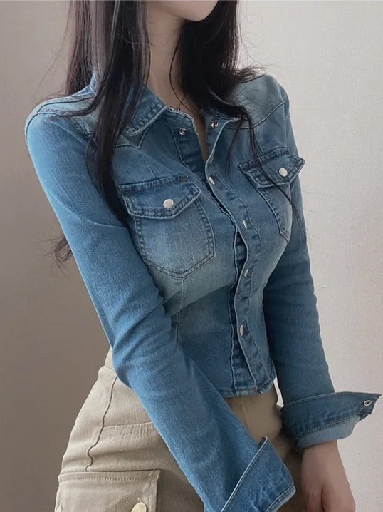 Veste en jean chic cintrée pou - Women'S Fashion Denim Jacket avis et prix