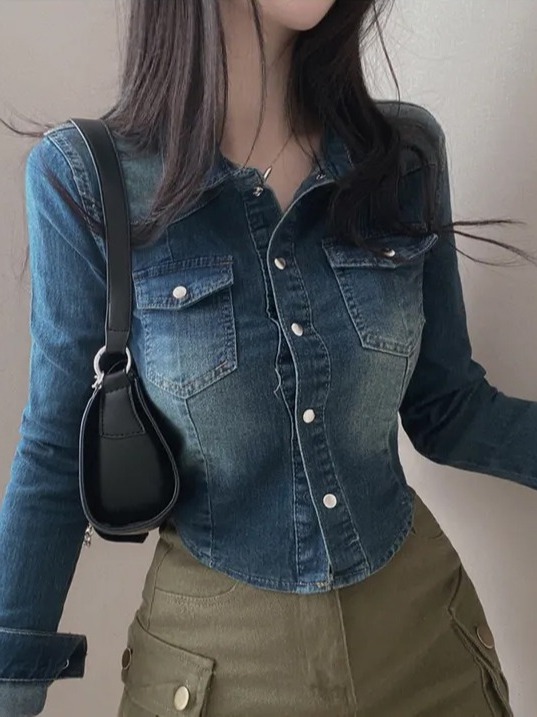 Veste en jean chic cintrée pou - Women'S Fashion Denim Jacket avis et prix