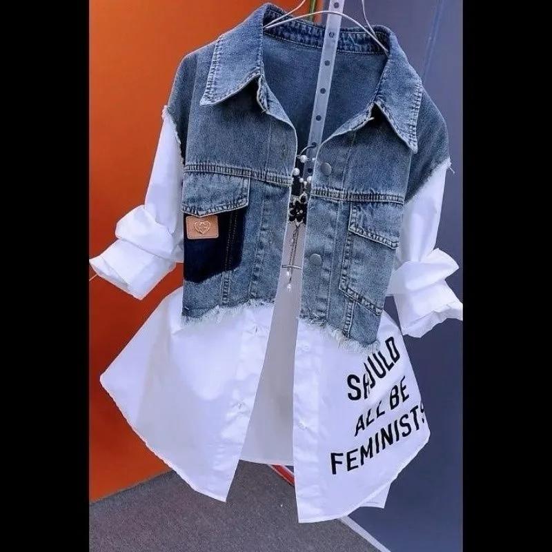 Veste en jean rayée pour femme - Women'S Fashion Denim Jacket avis et prix