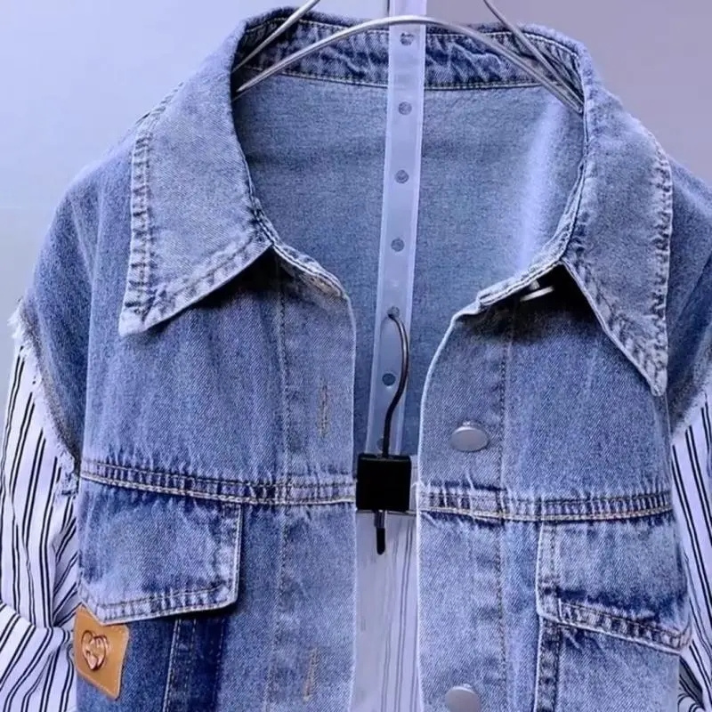 Veste en jean rayée pour femme - Women'S Fashion Denim Jacket avis et prix