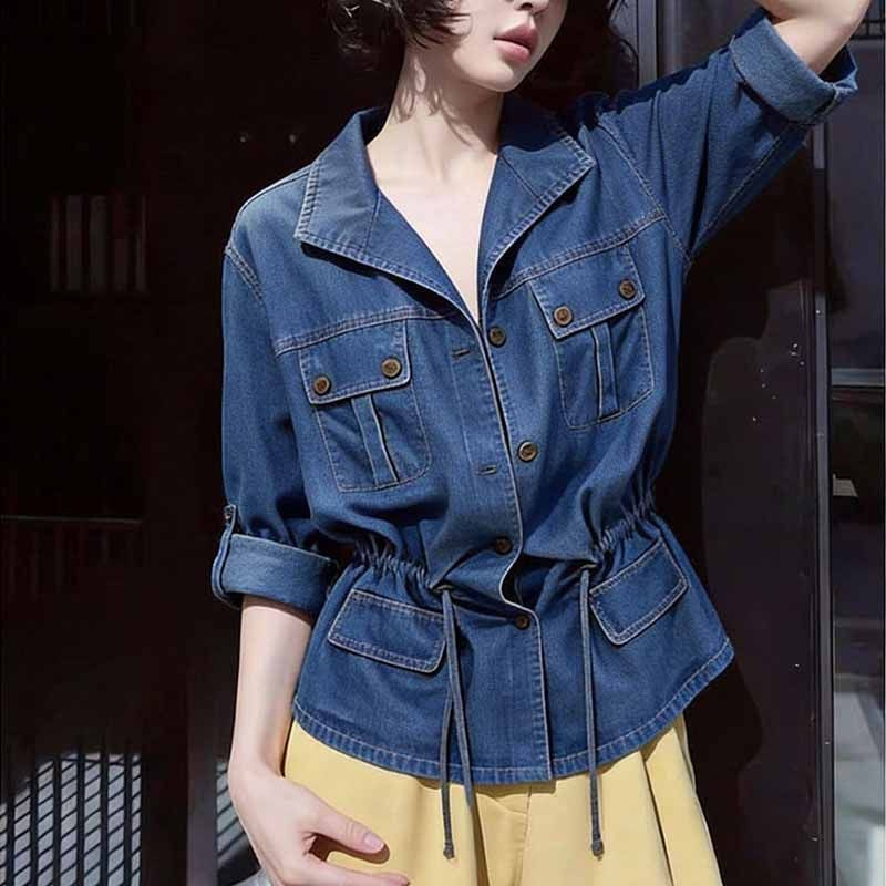 Chemise en jean à revers style - Women'S Fashion Denim Jacket avis et prix