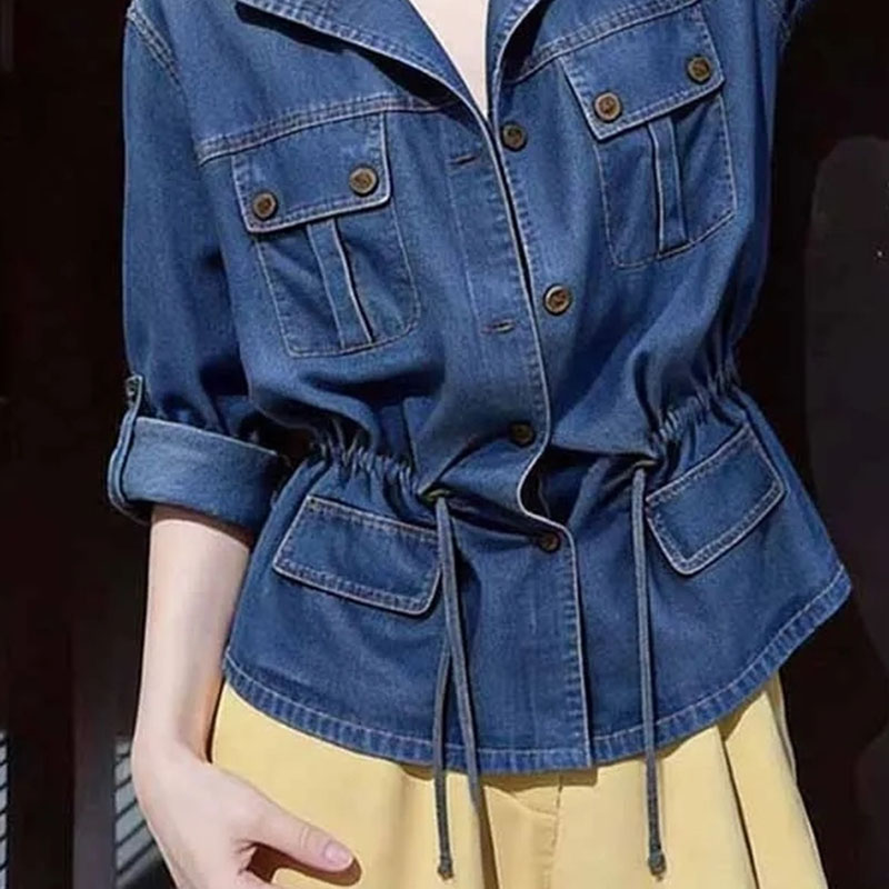 Chemise en jean à revers style - Women'S Fashion Denim Jacket avis et prix