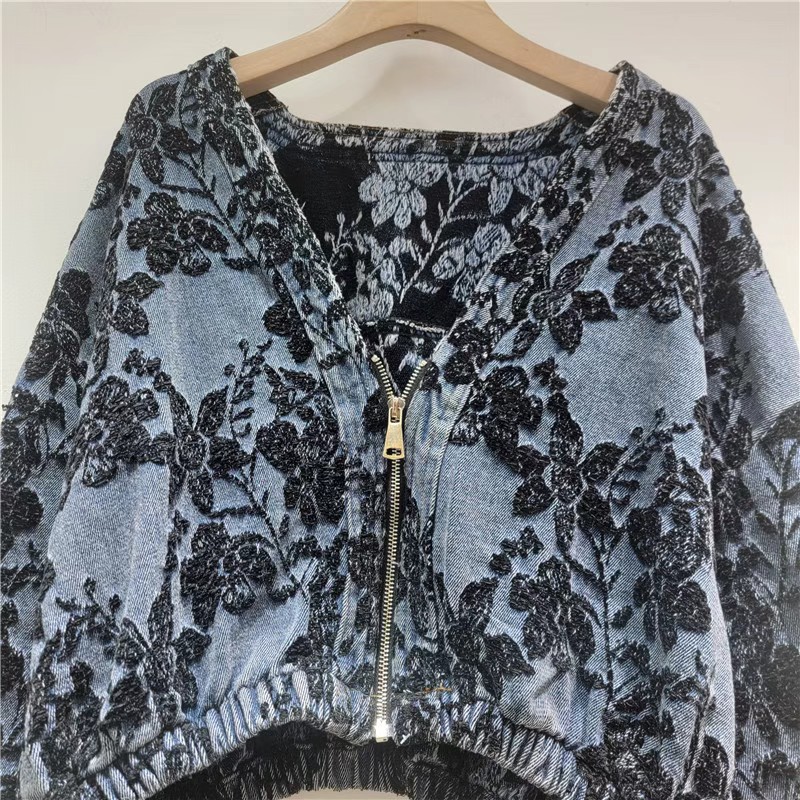 Veste Courte en Jean Jacquard  - Women'S Fashion Denim Jacket avis et prix