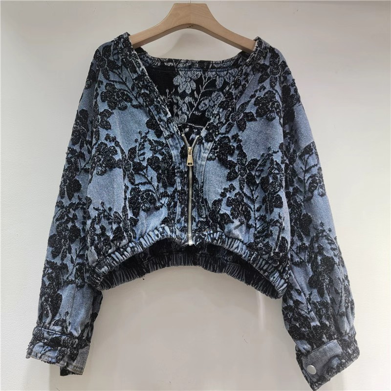 Veste Courte en Jean Jacquard  - Women'S Fashion Denim Jacket avis et prix