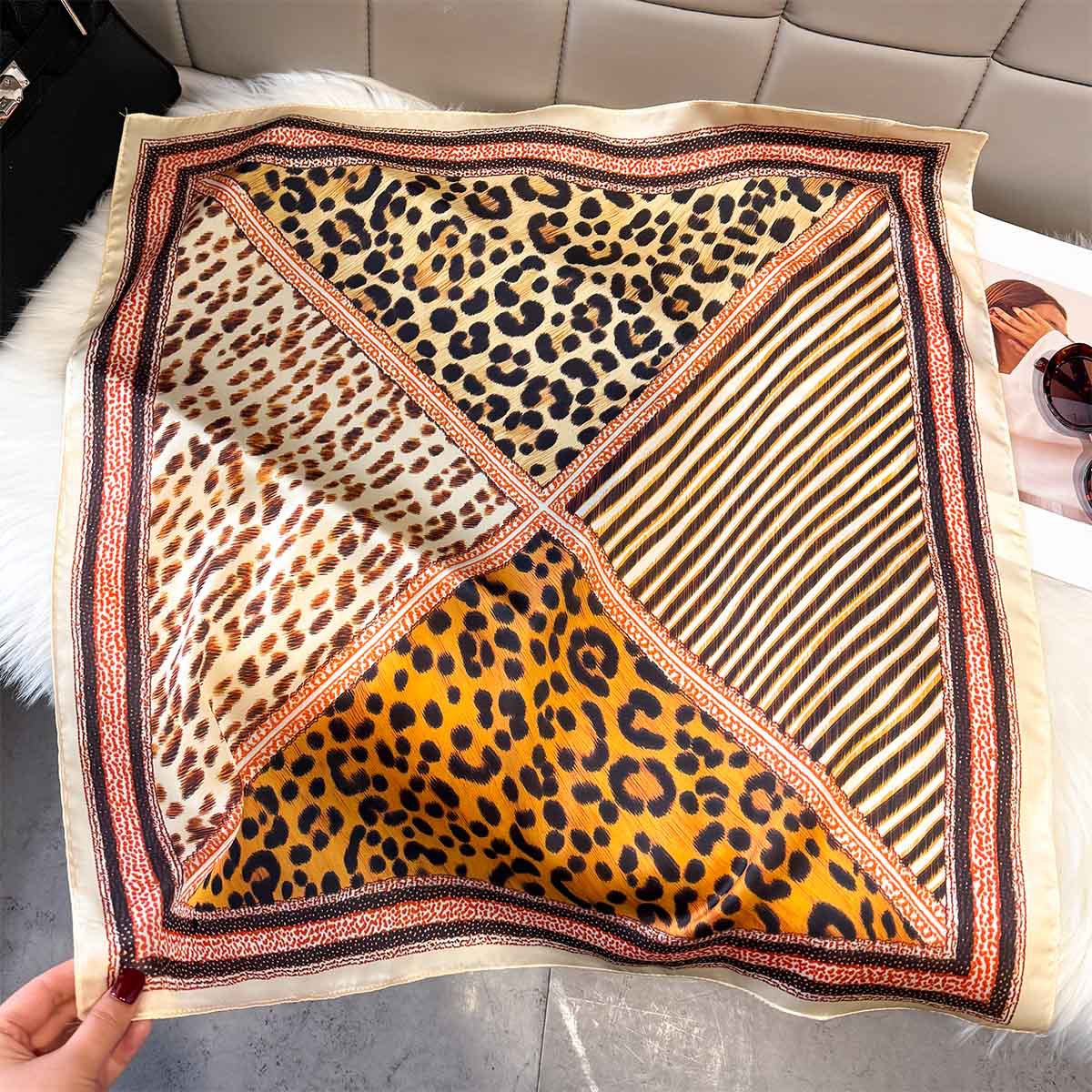 Écharpe en soie imprimé léopar - Women'S Fashion Poncho avis et prix