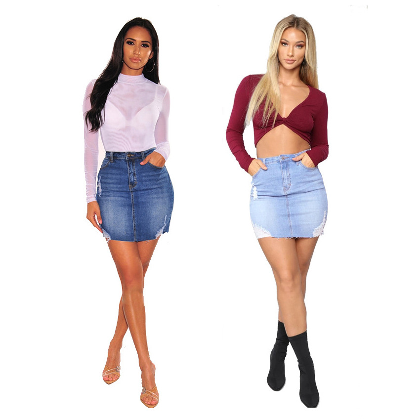 Mini-jupes en jean déchiré pou - Women Fashion Jeans avis et prix