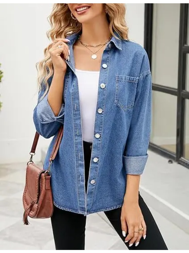Nouvelles chemises en jean dél - Women'S Fashion Denim Jacket avis et prix