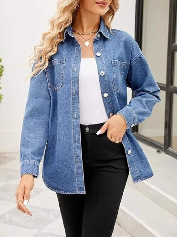 Nouvelles chemises en jean dél - Women'S Fashion Denim Jacket avis et prix